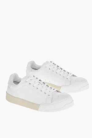 Marni Monochrome Leather Sneakers With Rubber Toe