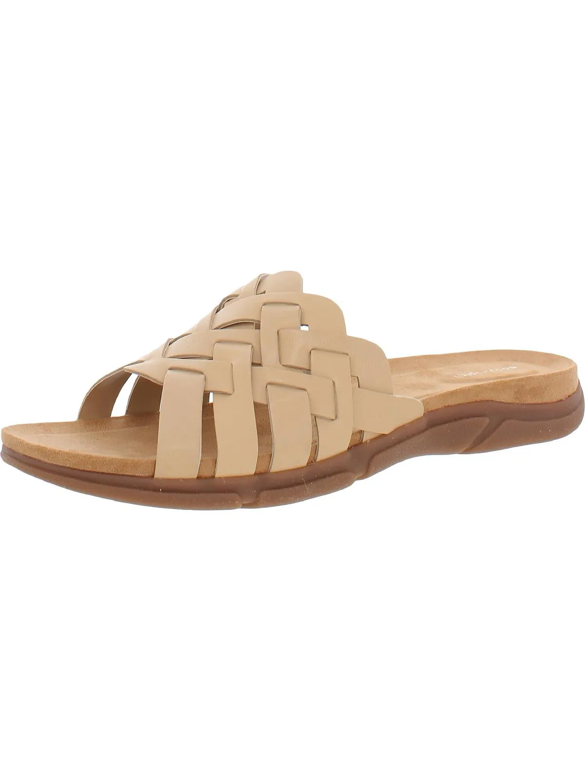 Marsha Womens Woven Leather Wedge Sandals