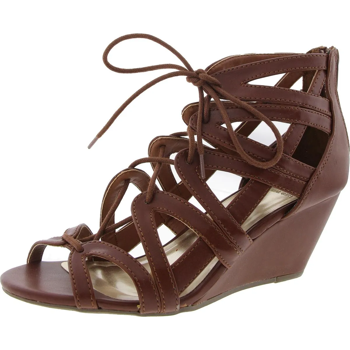 MHERA Womens Zipper Manmade Strappy Sandals