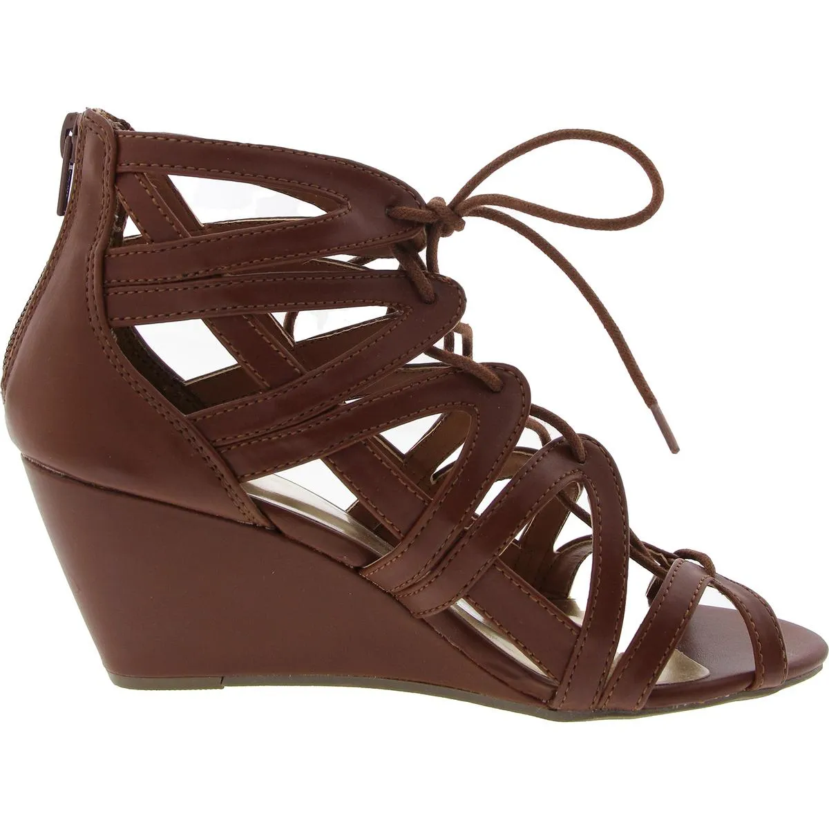 MHERA Womens Zipper Manmade Strappy Sandals