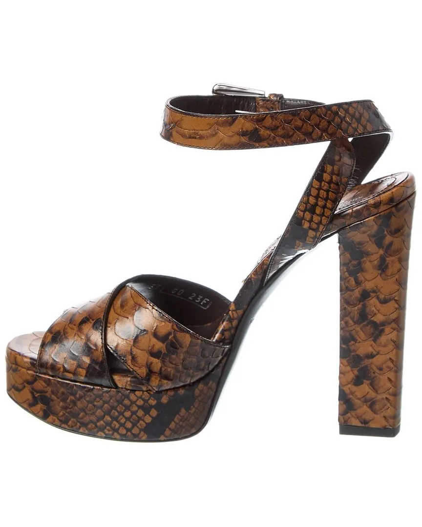 Michael Kors Cannon Runway Python-Embossed Leather Platform Sandal