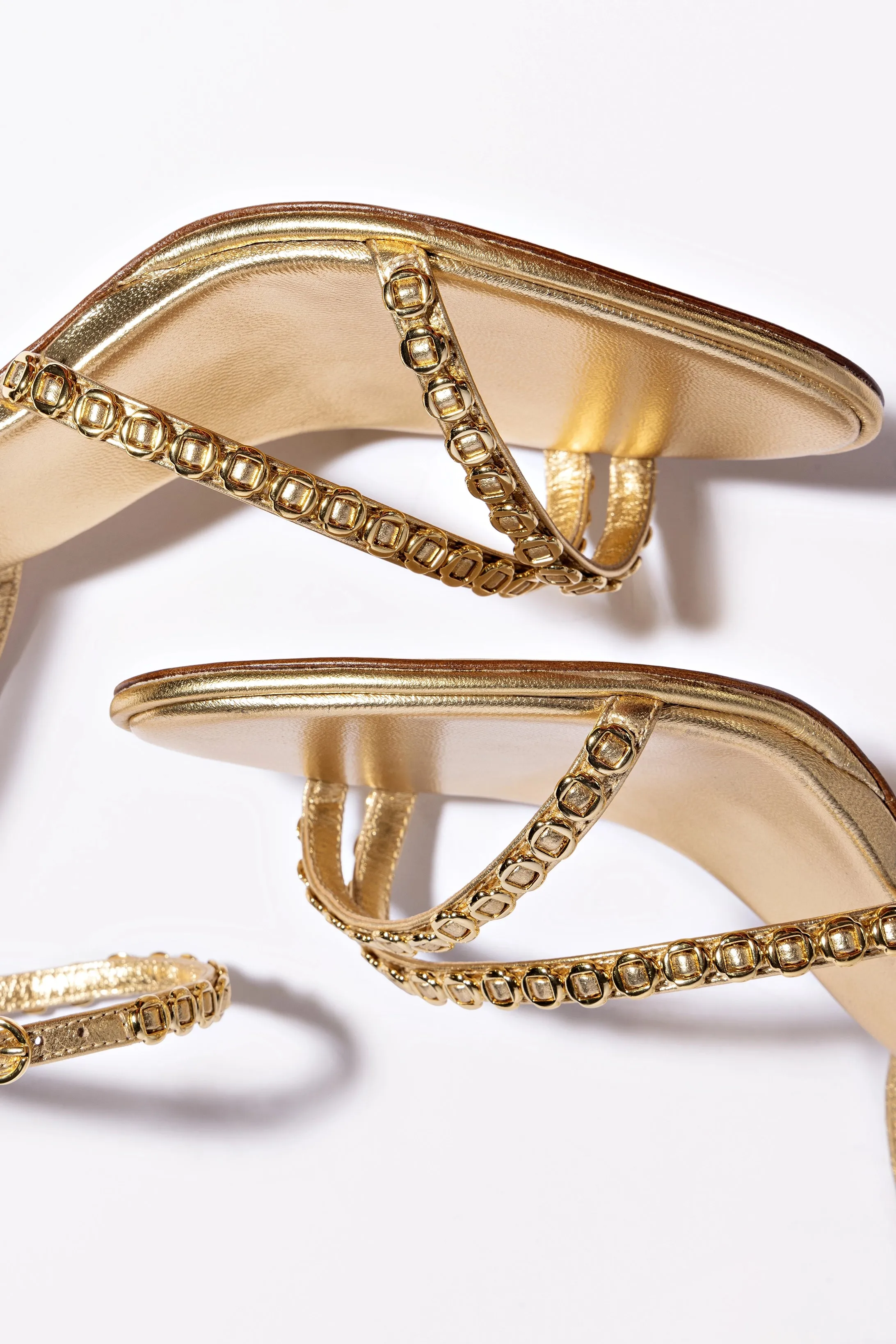 Milanina Mini Sandal In Gold Metallic Leather