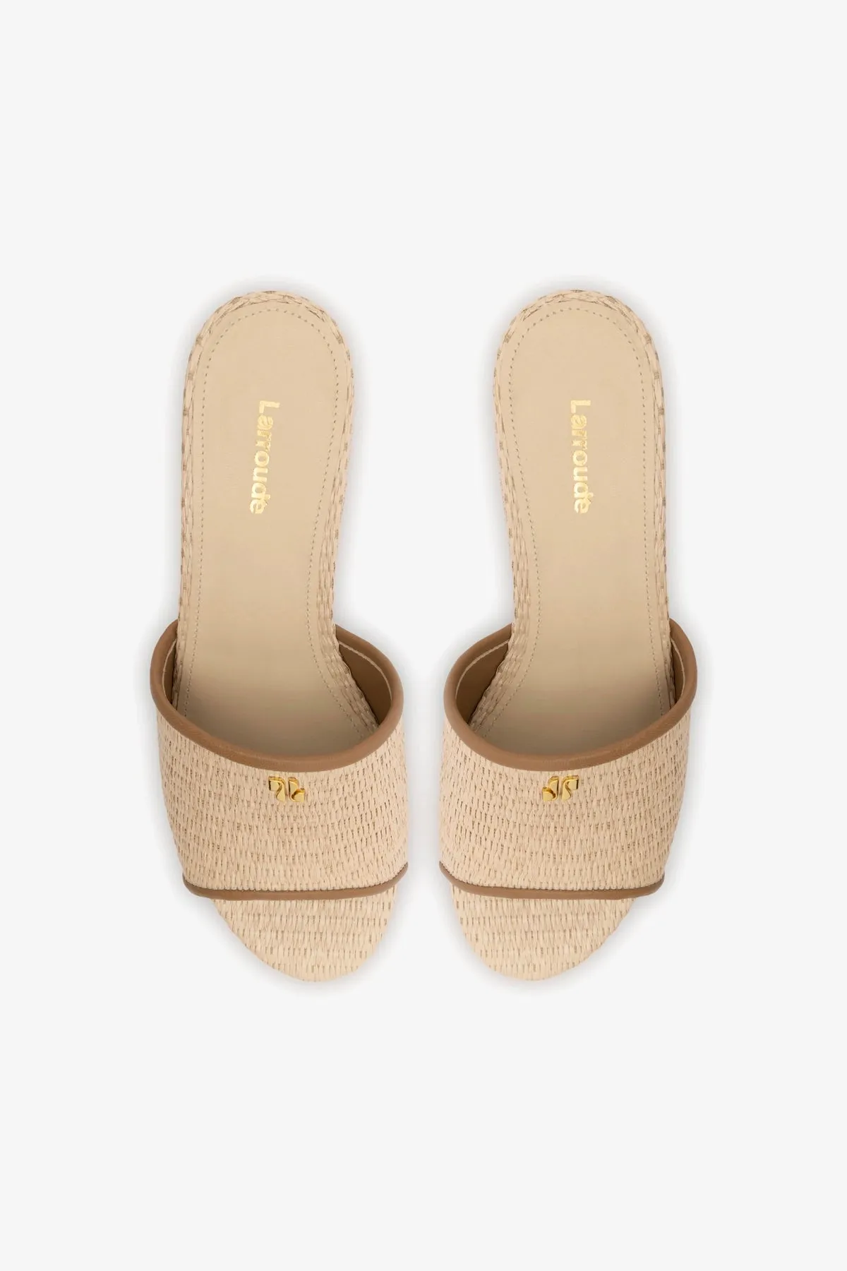 Miso Platform Sandal In Natural Raffia and Hazelnut Trimming