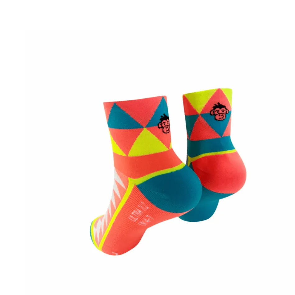 Monkey Sox Ultra Geo Sports Socks in Orange/Blue SS25