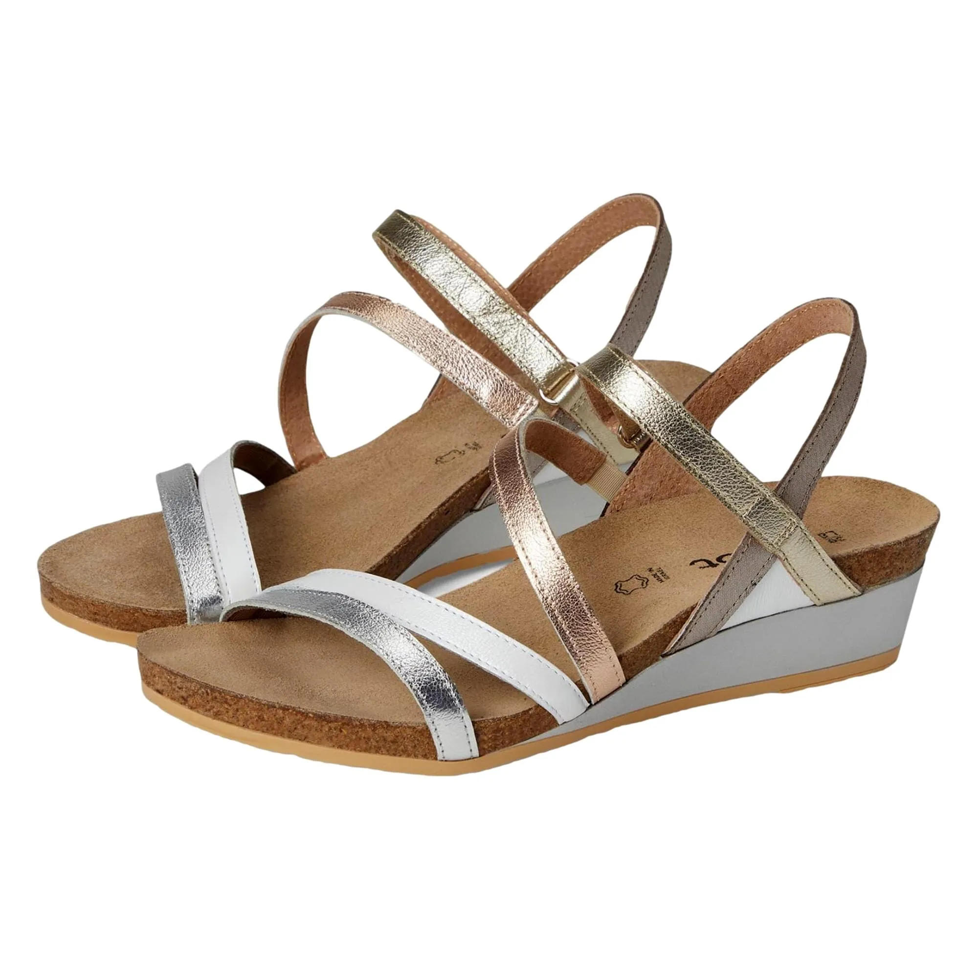 Naot 05047 Hero Soft Silver Leather / White / Gold Leather Combination  200330-41 Women's