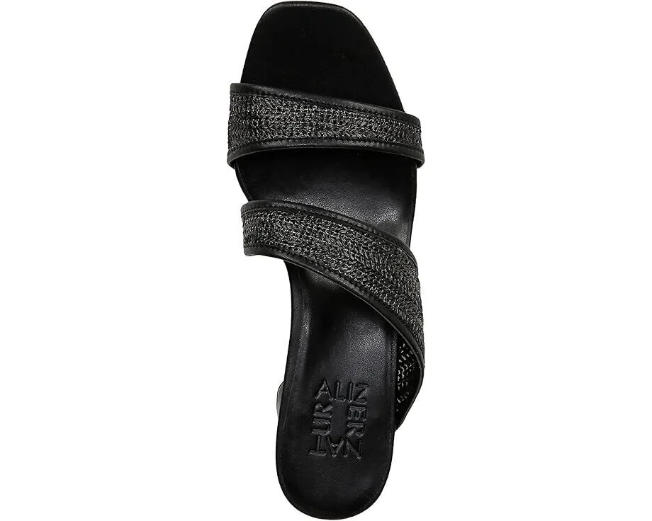 Naturalizer Inez 2 Sandals Women's Size US 7.5 Black Slides Block Heel ZPO1481 (Black,7.5)