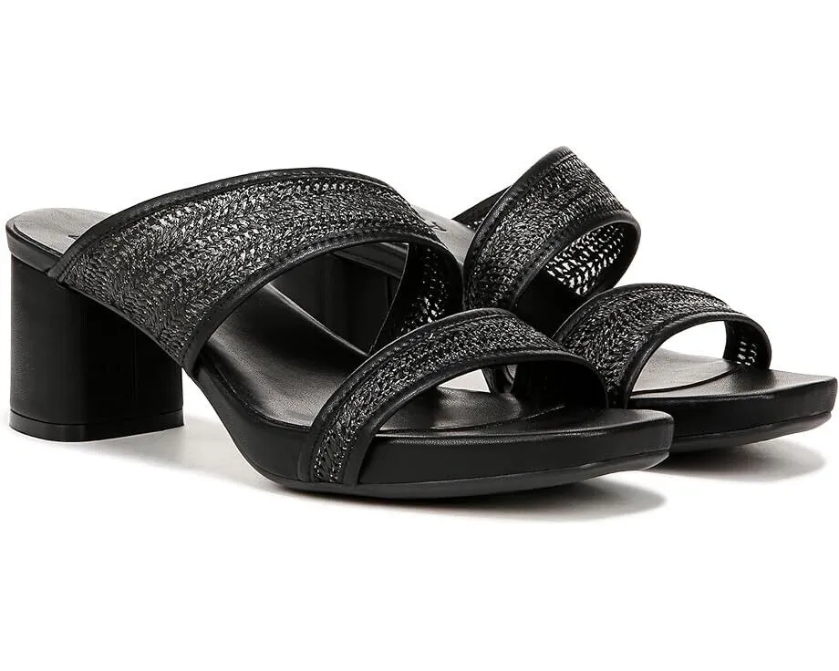 Naturalizer Inez 2 Sandals Women's Size US 7.5 Black Slides Block Heel ZPO1481 (Black,7.5)
