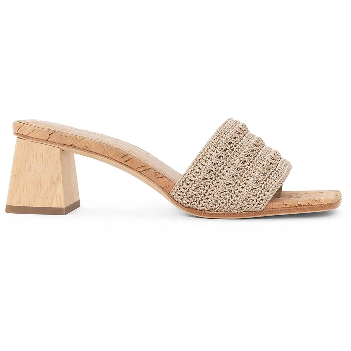 Nayla Womens Crochet Leather Mule Sandals