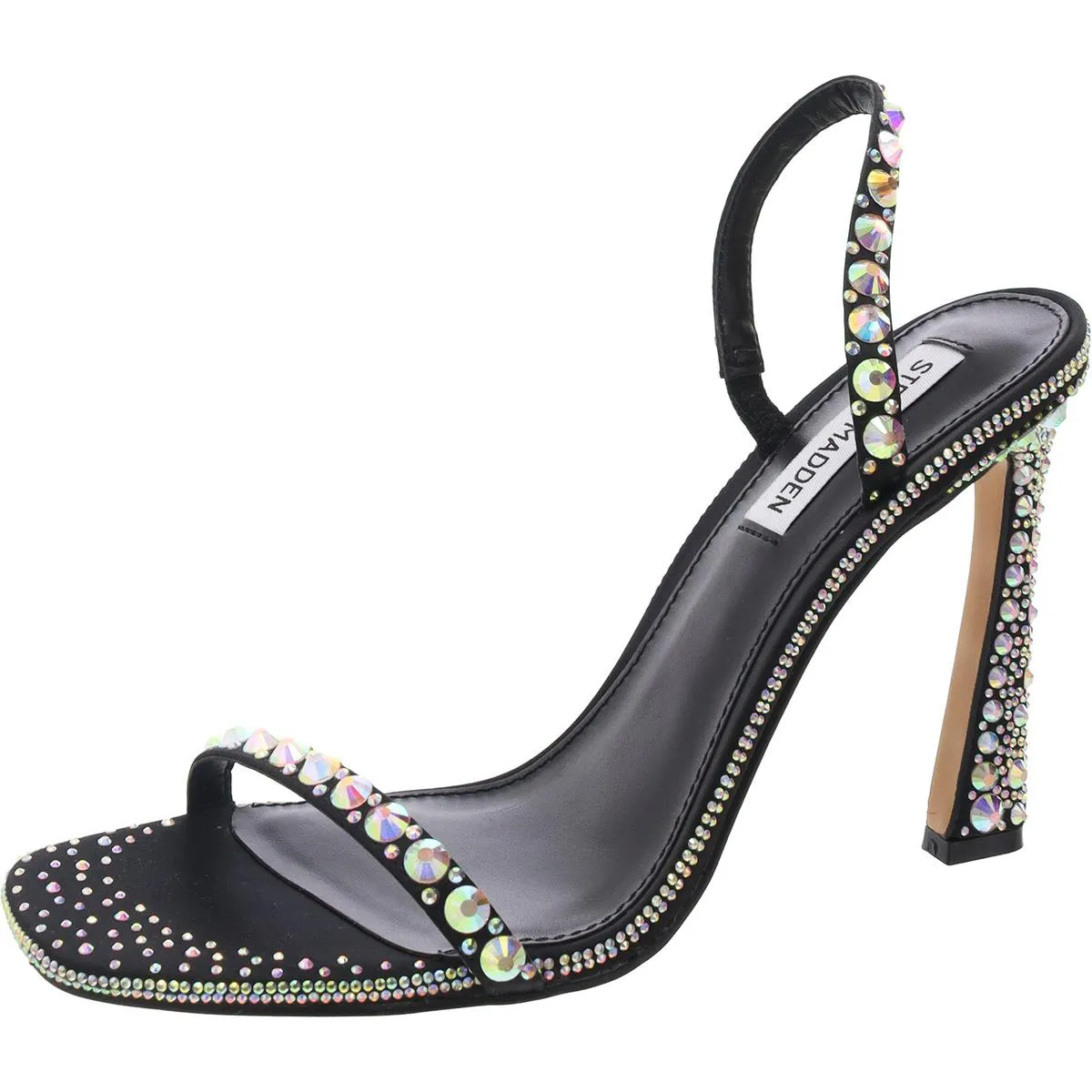 Neeka Womens Embellished Faux Leather Heels
