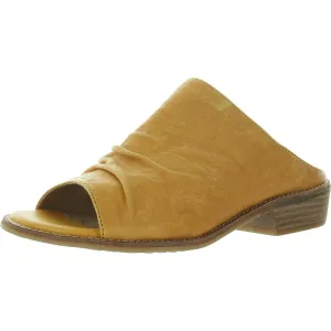 NETTA Womens Cushioned Footbed Leather Slide Sandals