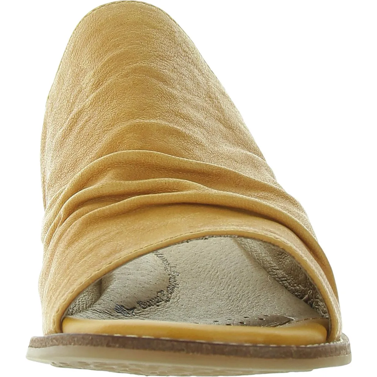 NETTA Womens Cushioned Footbed Leather Slide Sandals