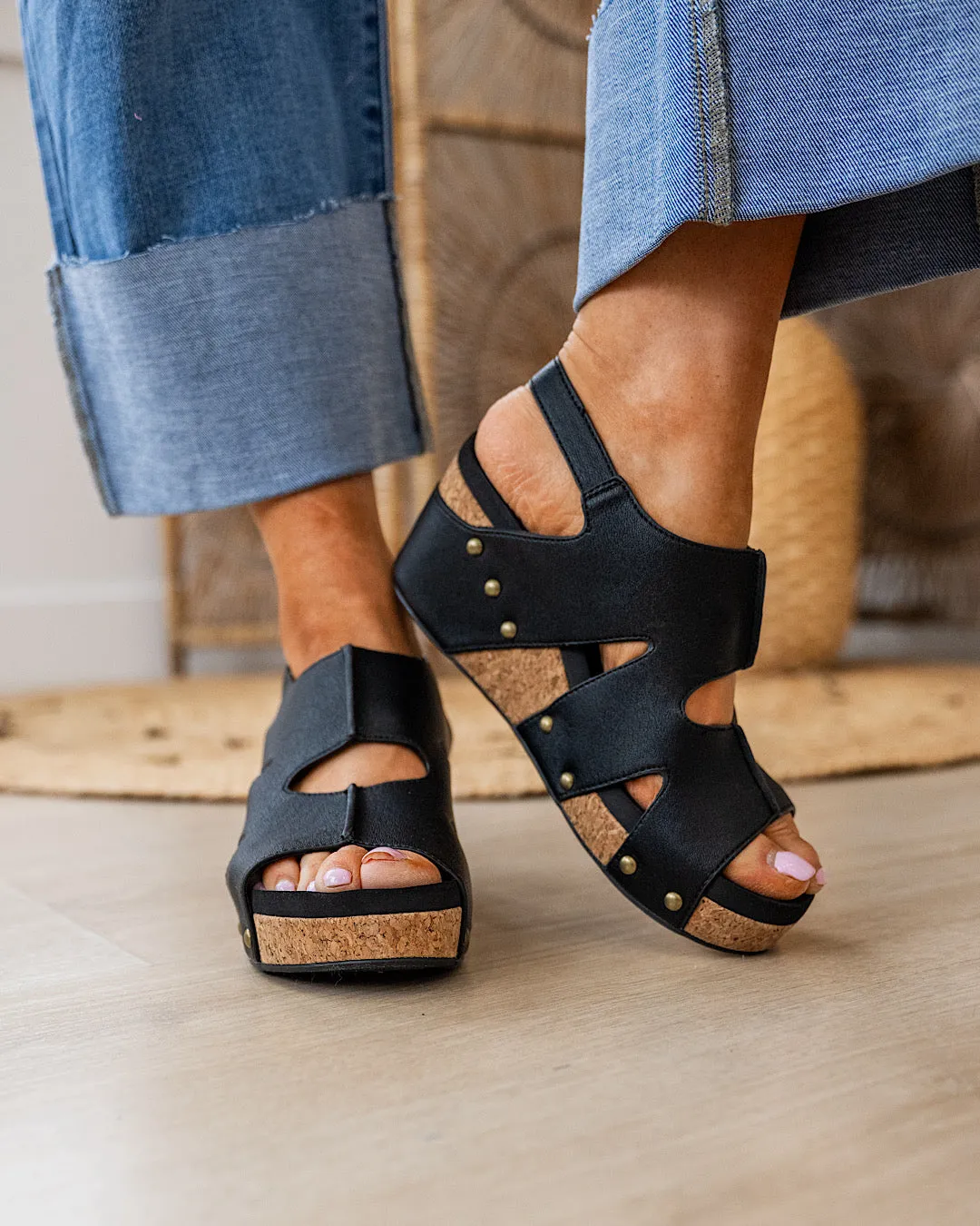 NEW! Corkys Cut It Out Wedge Sandals - Black