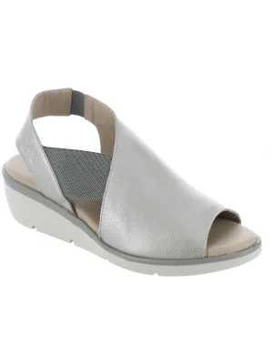 Nily Womens Leather Peep-Toe Slingback Sandals
