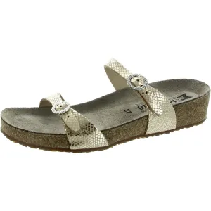 Norie Womens Leather Metallic Slide Sandals