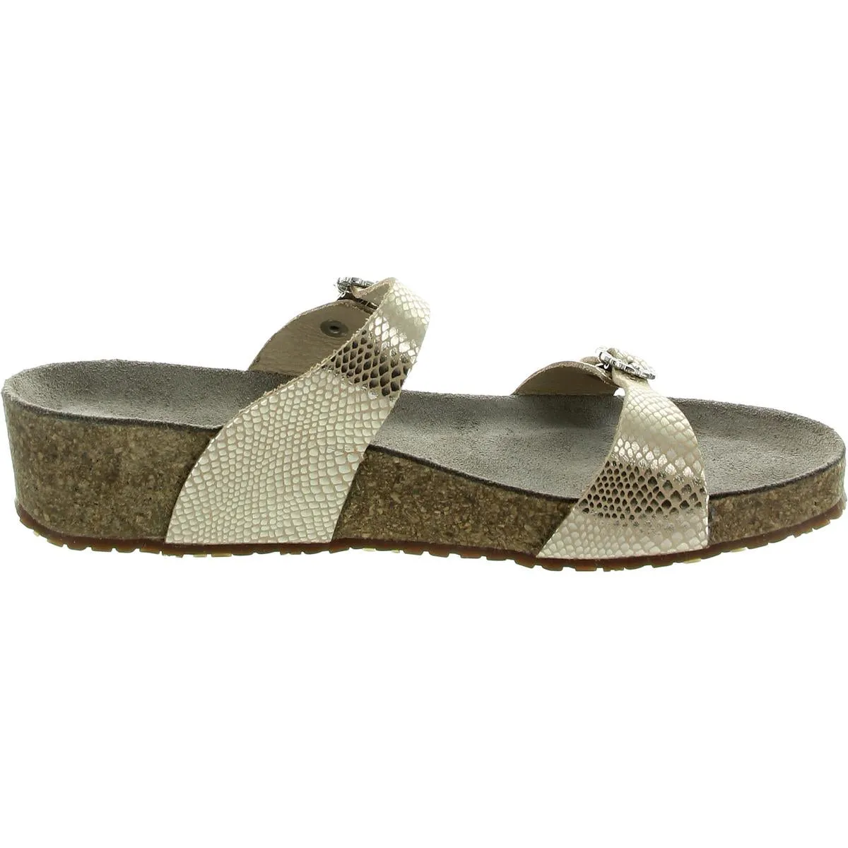 Norie Womens Leather Metallic Slide Sandals