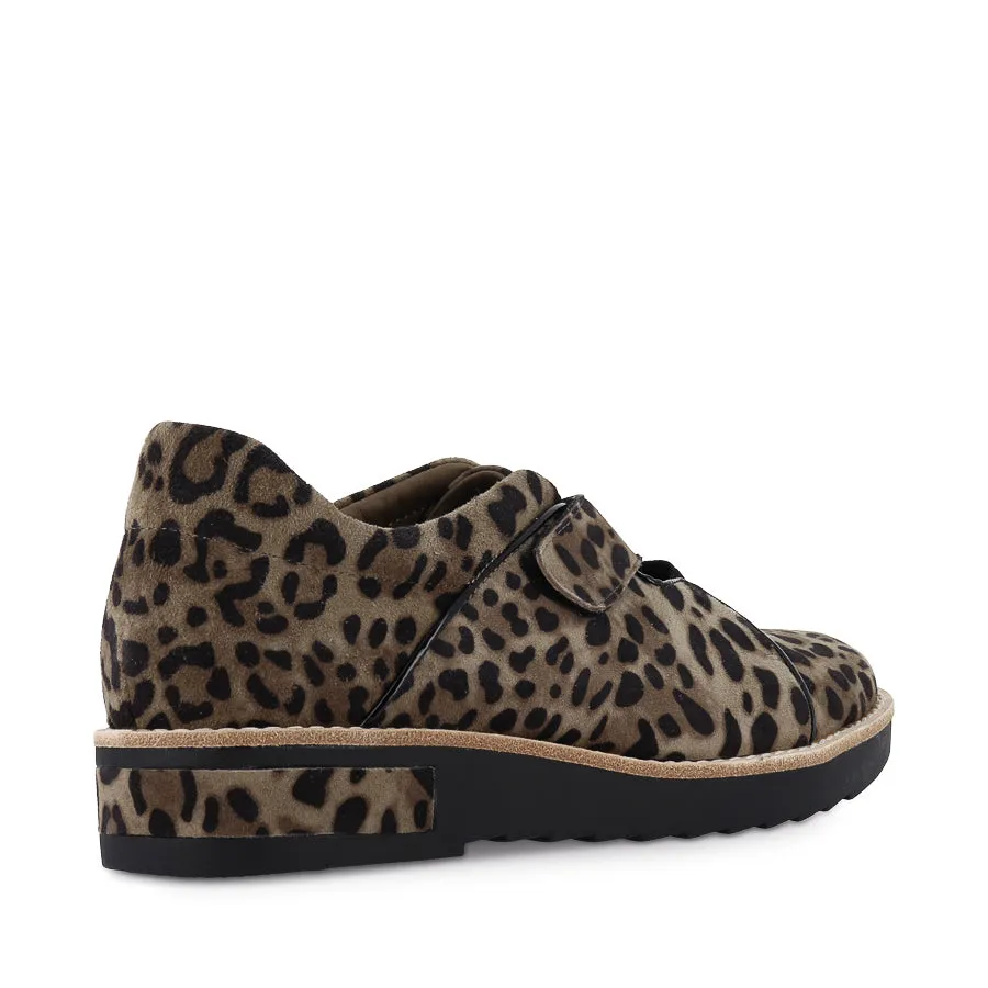 REINYS - TAUPE LEOPARD BLACK SUEDE PATENT