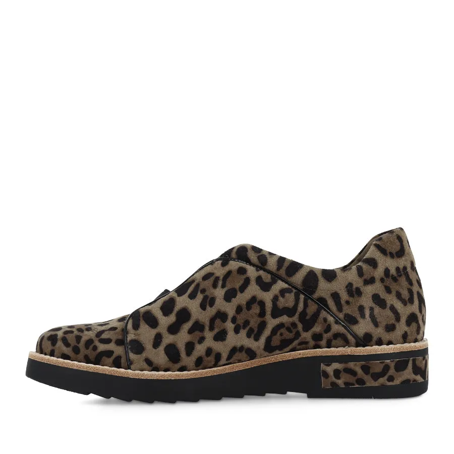 REINYS - TAUPE LEOPARD BLACK SUEDE PATENT