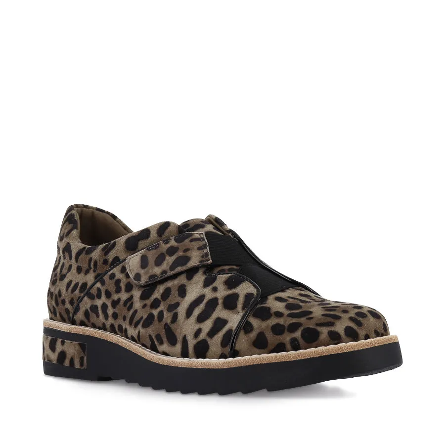 REINYS - TAUPE LEOPARD BLACK SUEDE PATENT