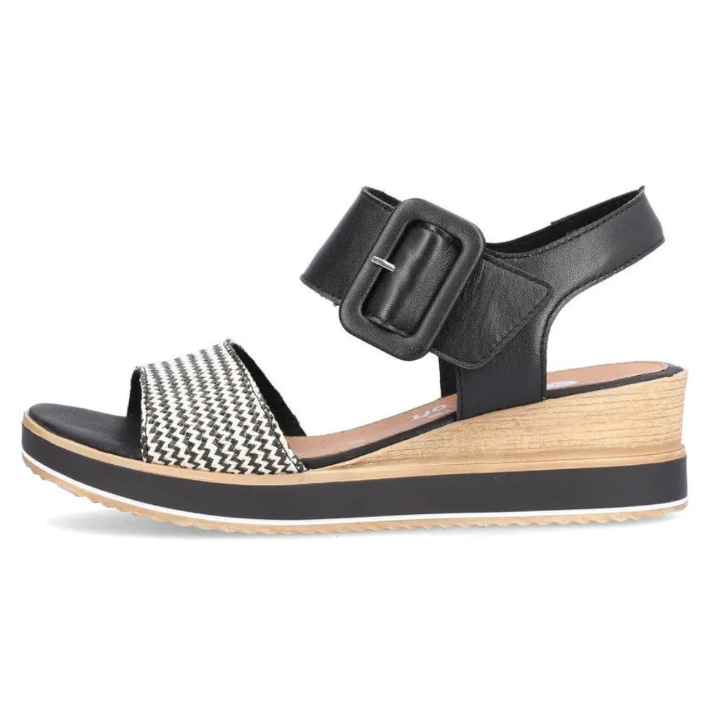 Remonte Jerilyn 53 Black Leather Sandal (Women's)