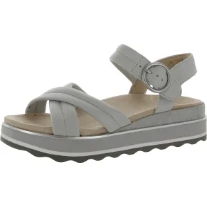Reyna Womens Leather Slingback Wedge Sandals