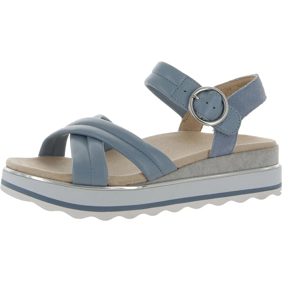 Reyna Womens Leather Slingback Wedge Sandals