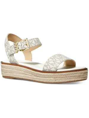 Richie Womens Faux Leather Ankle Strap Wedge Sandals