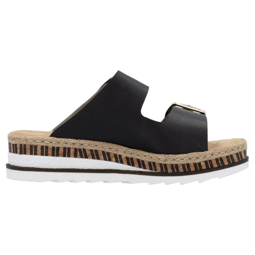 Rieker Regina 55 Black Leather Sandal (Women's)
