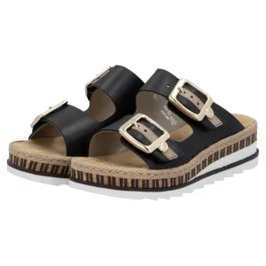 Rieker Regina 55 Black Leather Sandal (Women's)
