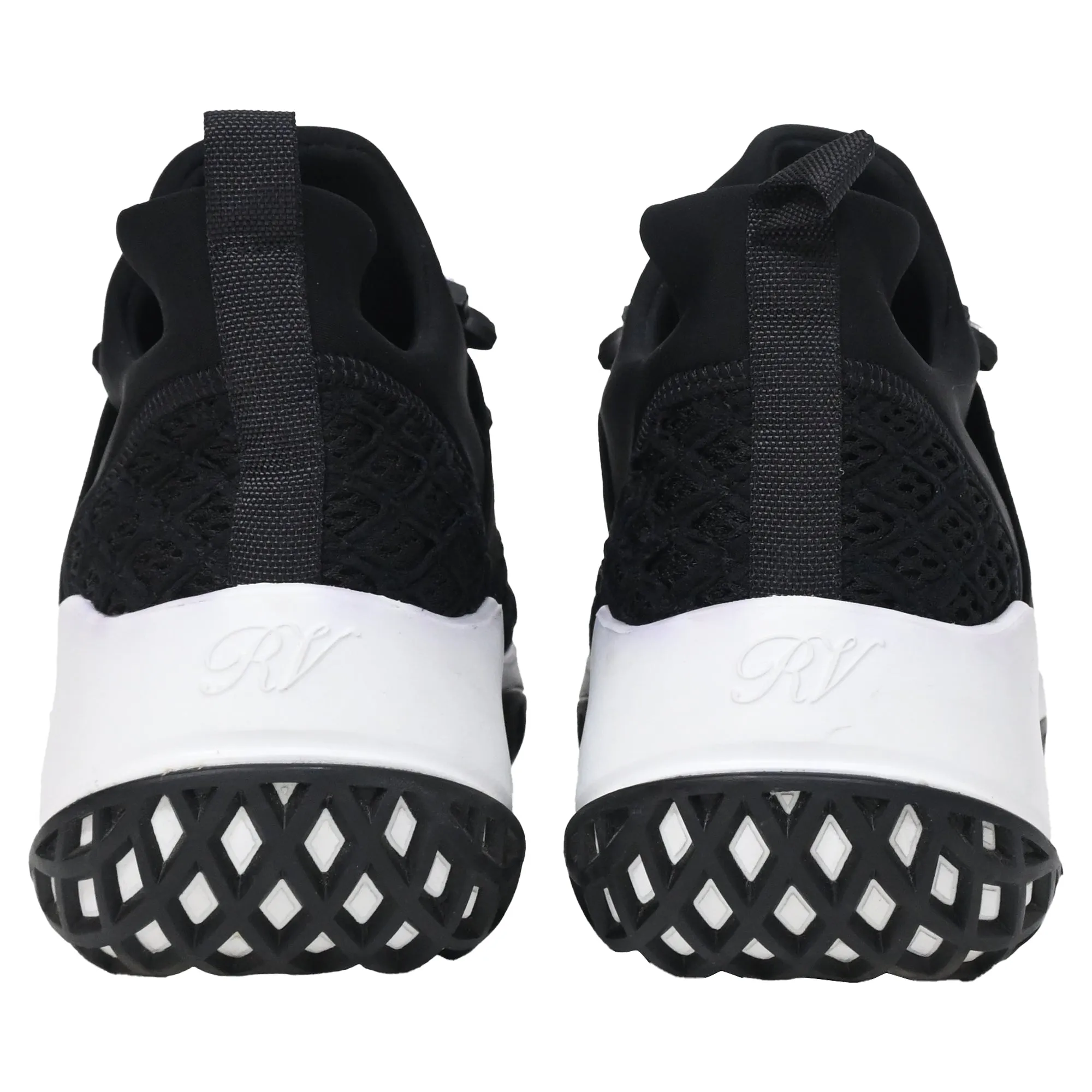 Roger Viv Mesh Crystal Embellished Slip On Sneakers in Black Nylon
