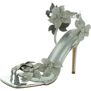 Romi Womens Floral Ankle Strap Heels