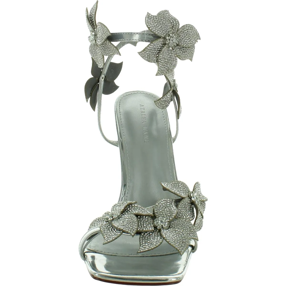 Romi Womens Floral Ankle Strap Heels