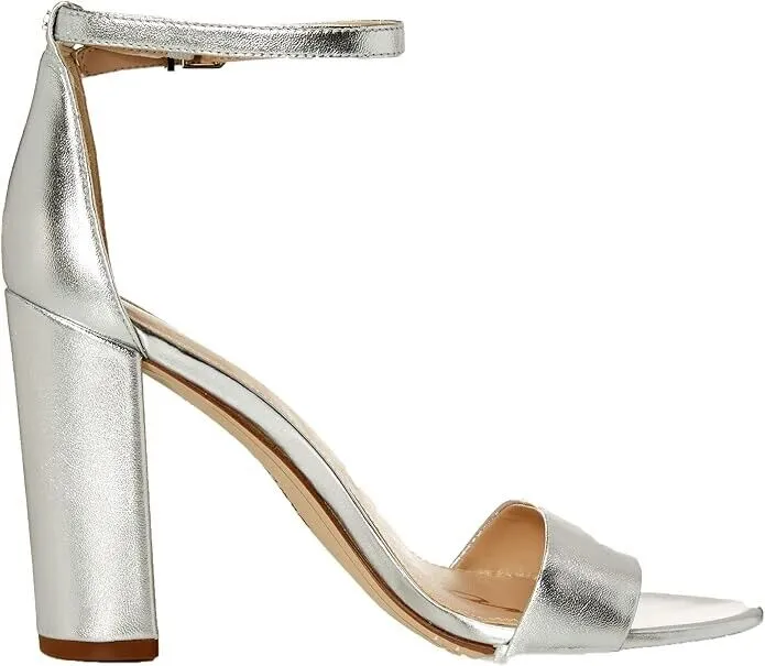 Sam Edelman Yaro E8511L6901 Sandal Women US 10 Silver Leather Ankle Strap KHD865