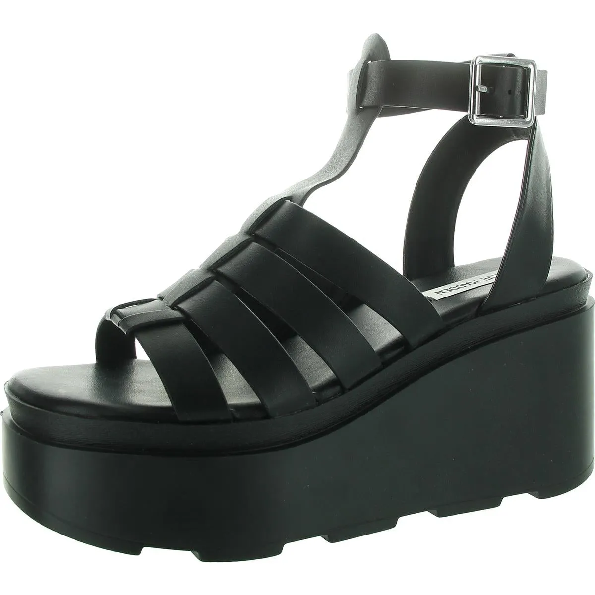 Same Womens Woven Faux Leather Platform Sandals