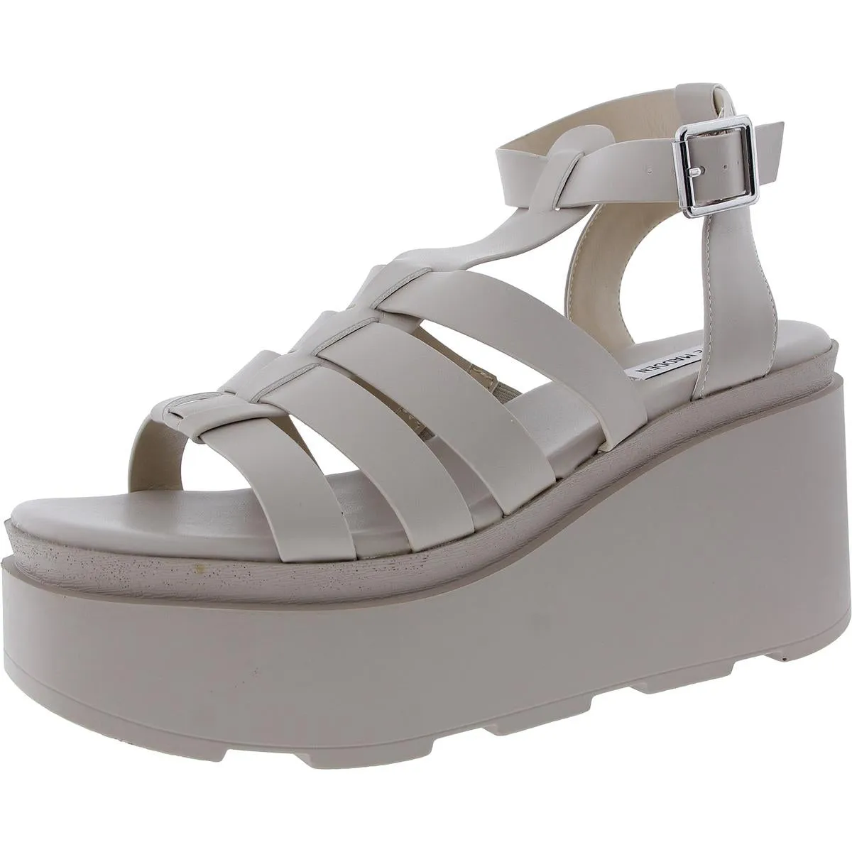 Same Womens Woven Faux Leather Platform Sandals