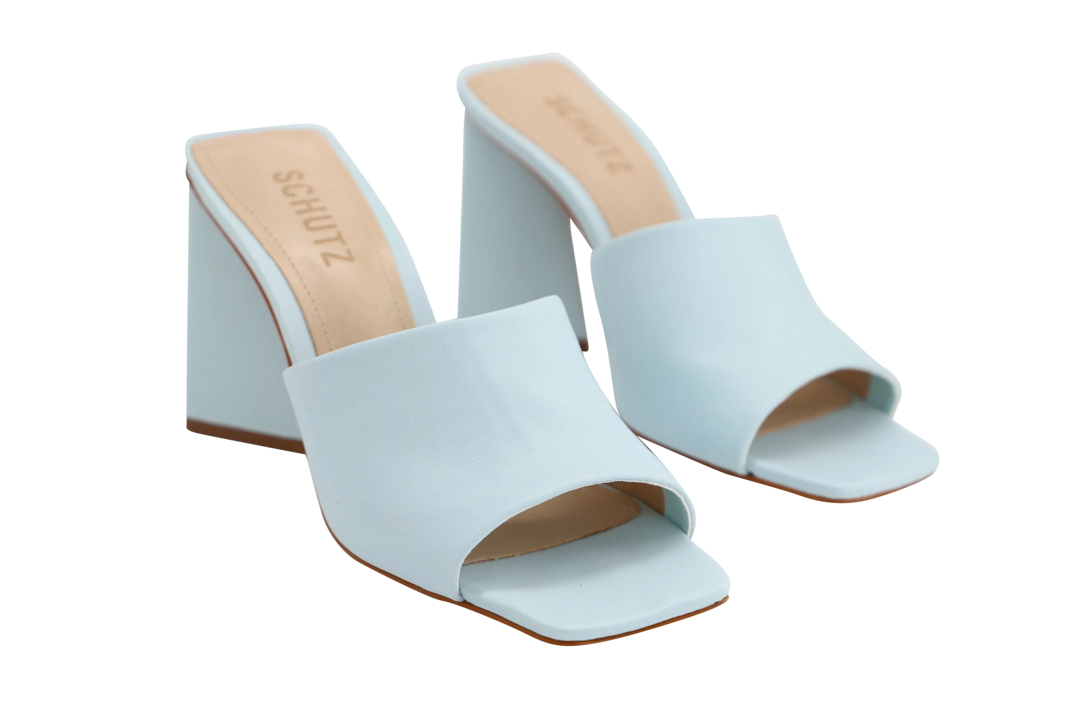 Schutz Lizah Sandals in Blue Nappa Leather