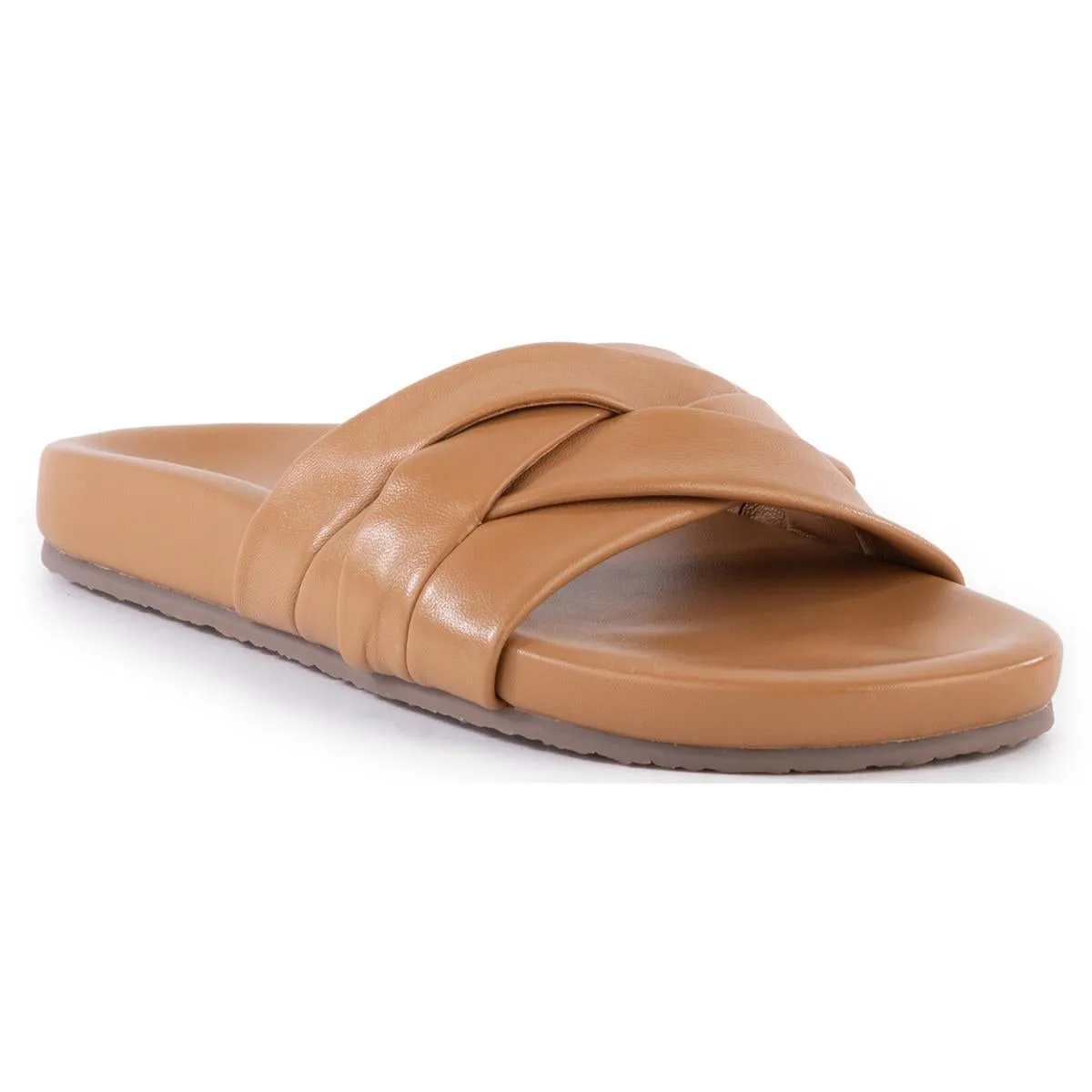 Show Me Love Womens Woven Leather Slide Sandals
