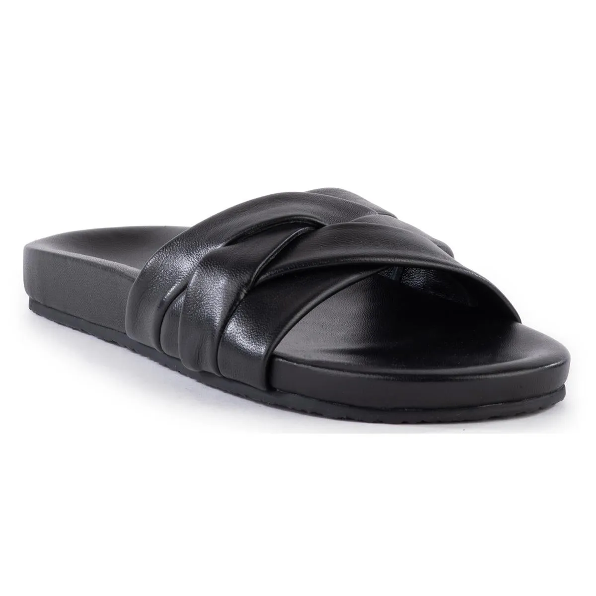 Show Me Love Womens Woven Leather Slide Sandals