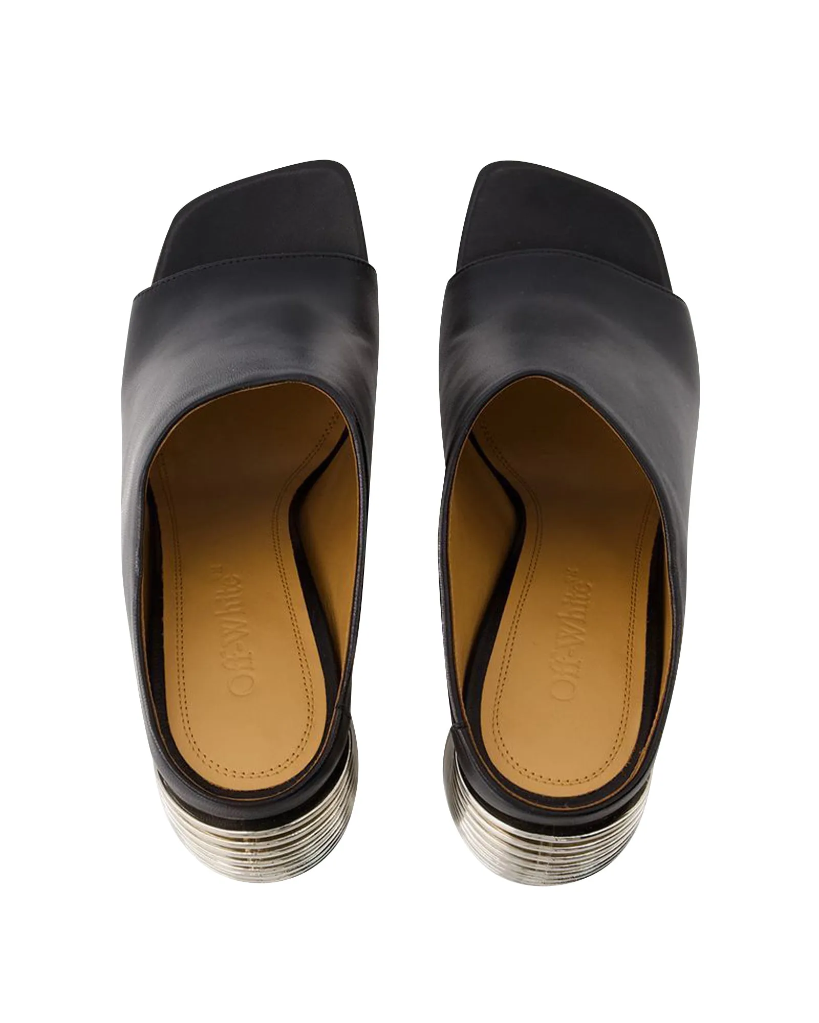 Silver Spring Mules - Off White - Leather - Black/Silver