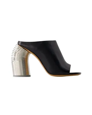 Silver Spring Mules - Off White - Leather - Black/Silver