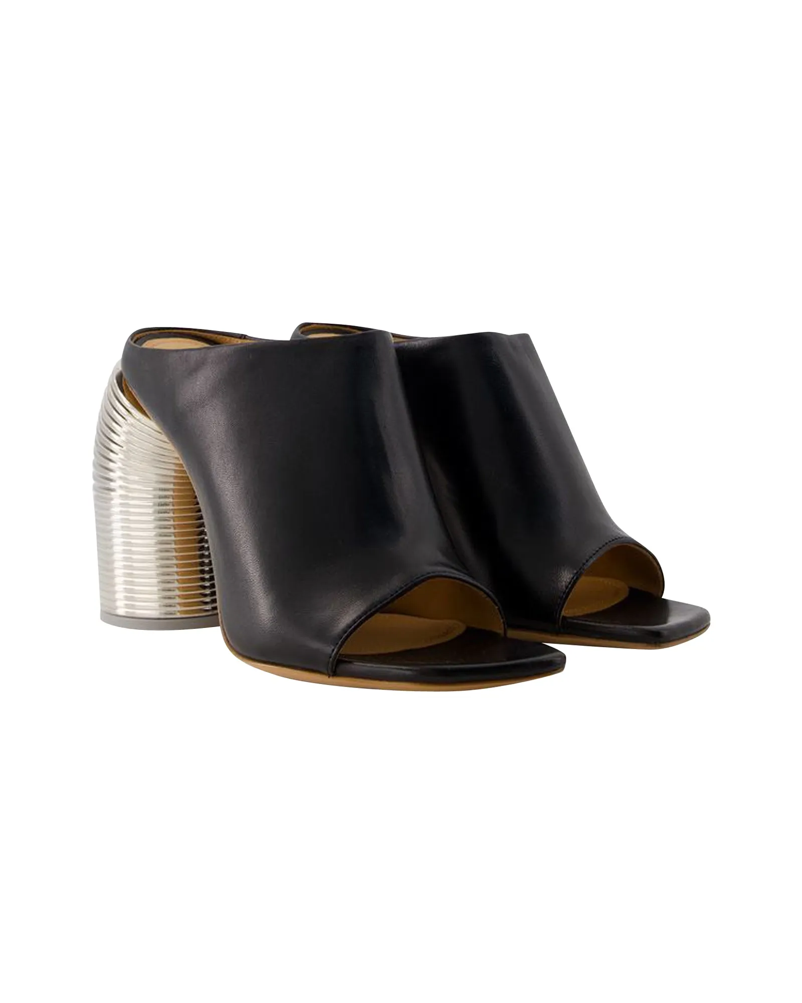 Silver Spring Mules - Off White - Leather - Black/Silver