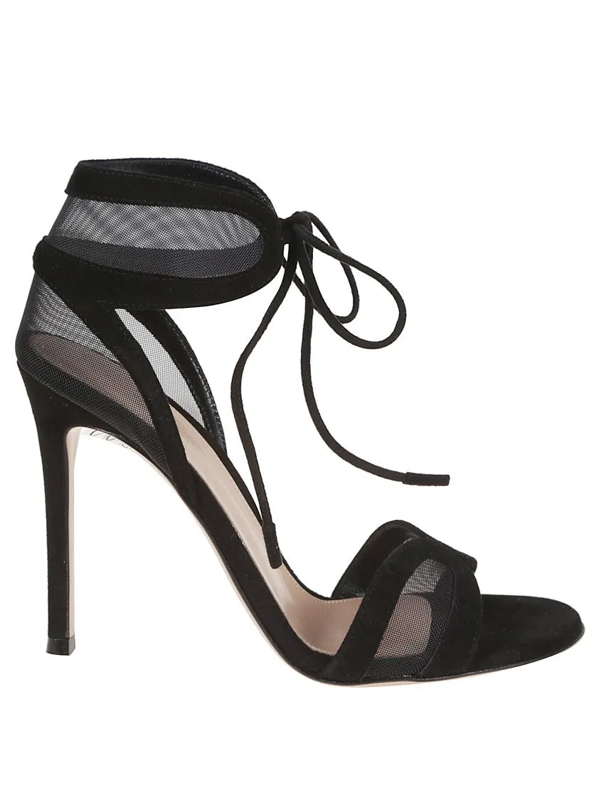 Suede And Transparent Mesh Stiletto Sandal