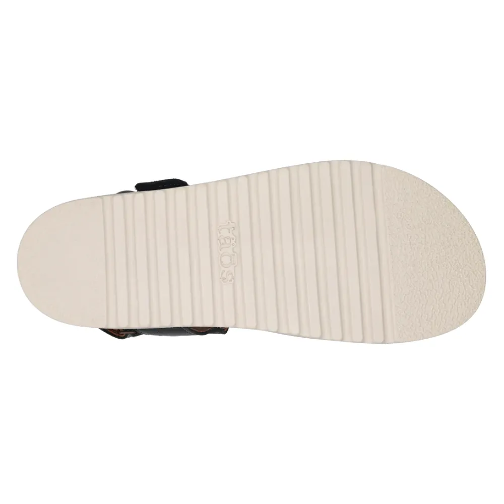 Taos Sideways Black Leather Sandal (Women's)