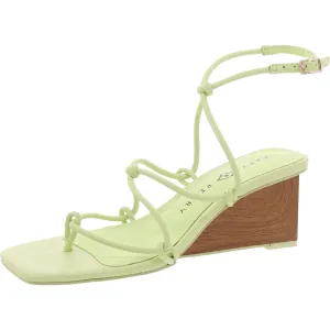 The Irisia Knotted Womens Faux Leather Wedge Sandals