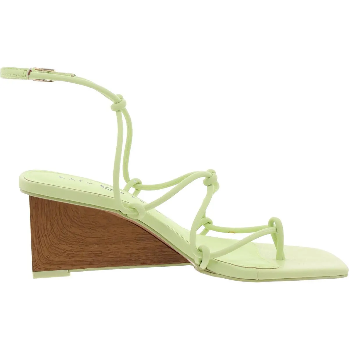 The Irisia Knotted Womens Faux Leather Wedge Sandals