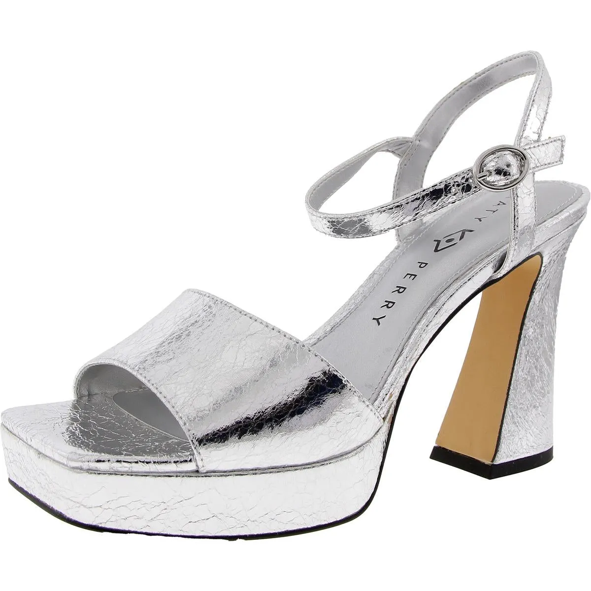 THE SQUARE Womens Metallic Square toe Ankle Strap