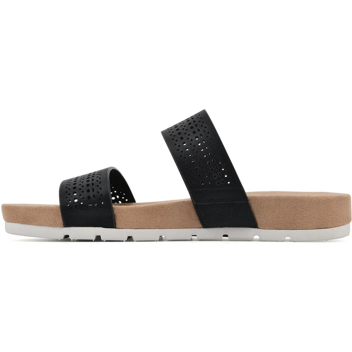Thrilled Womens Burnished Faux Leather Slide Sandals