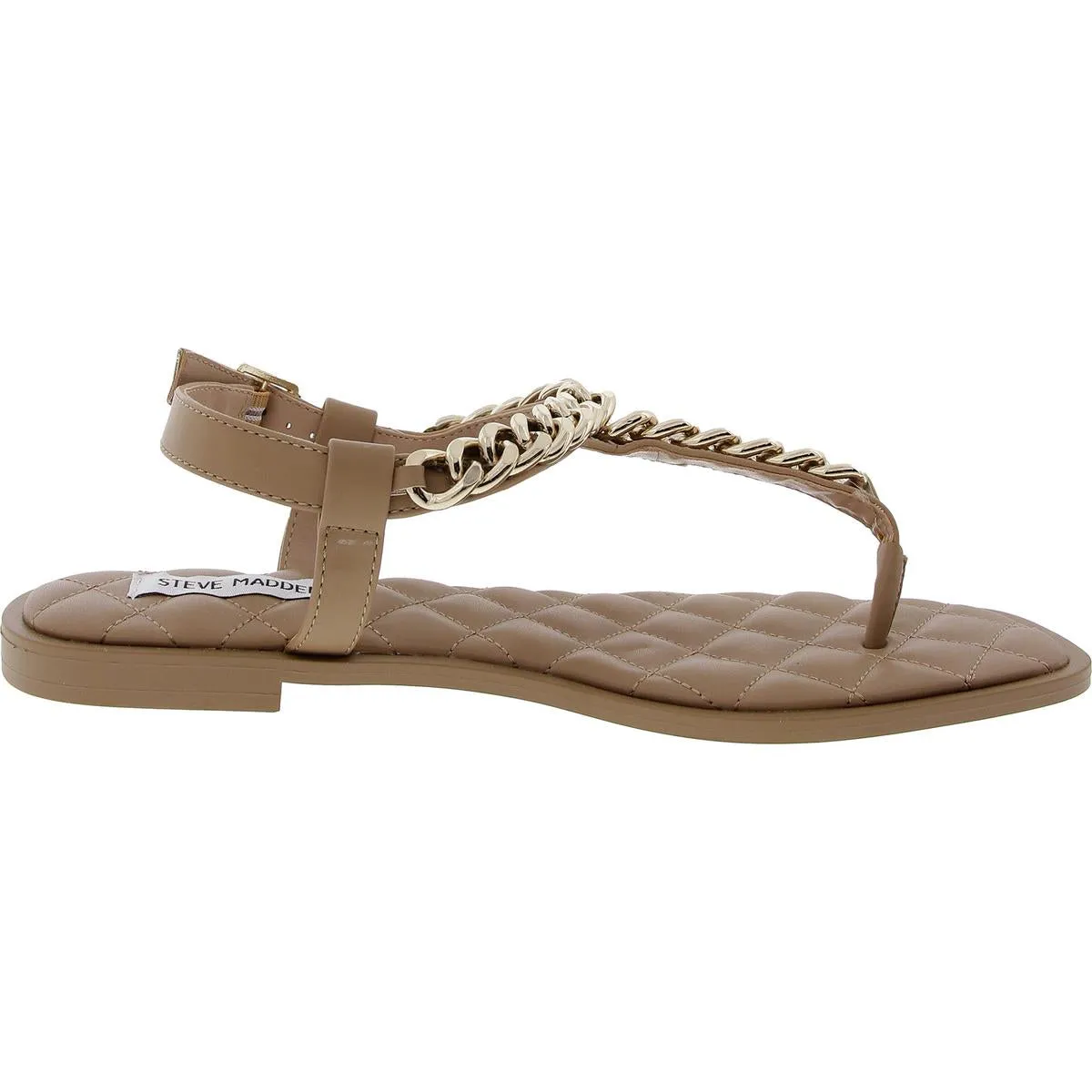 Unlock Womens Chain Faux Leather Thong Sandals