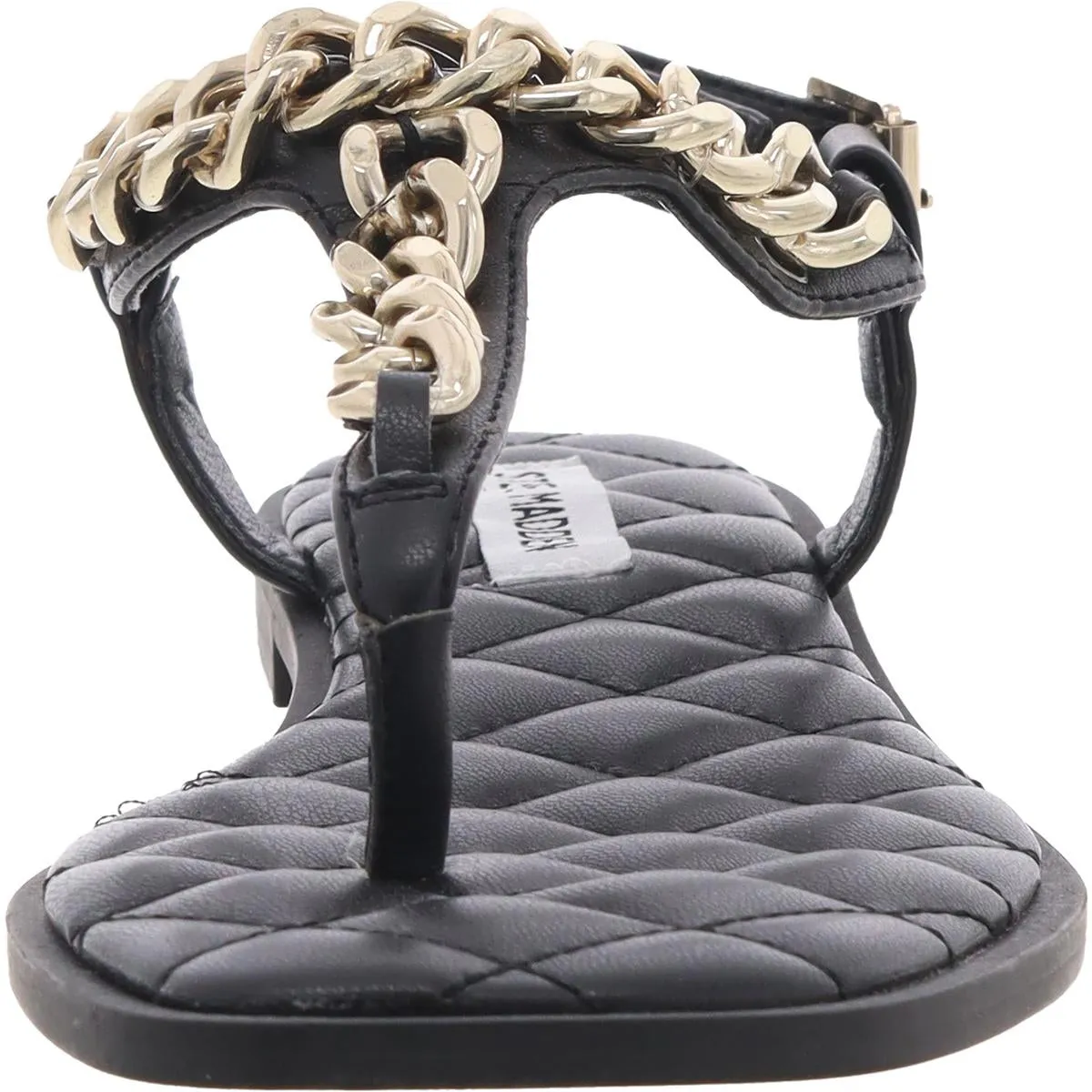 Unlock Womens Chain Faux Leather Thong Sandals