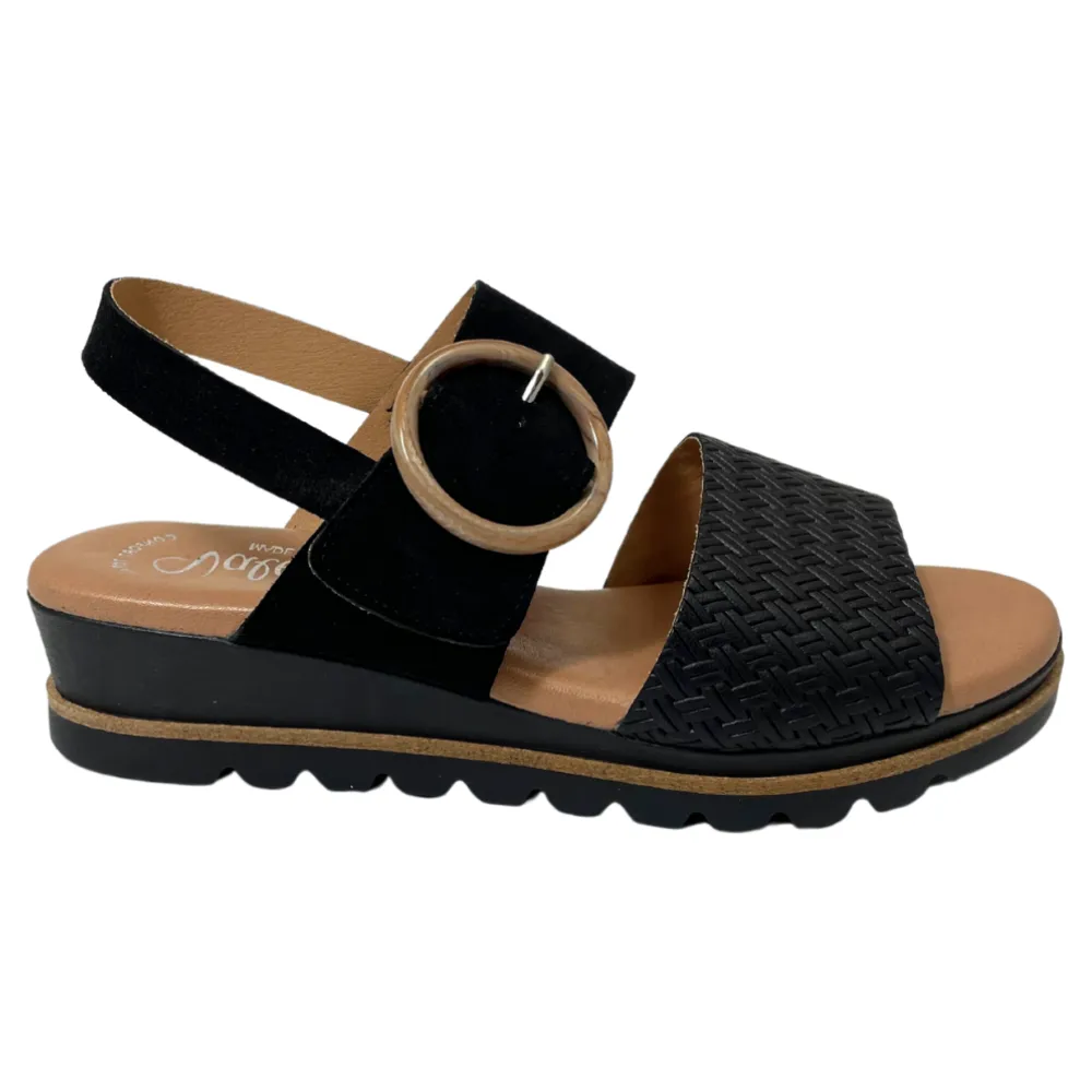 Valeria's Kellyjo Black Supple Leather Sandal (Women's)