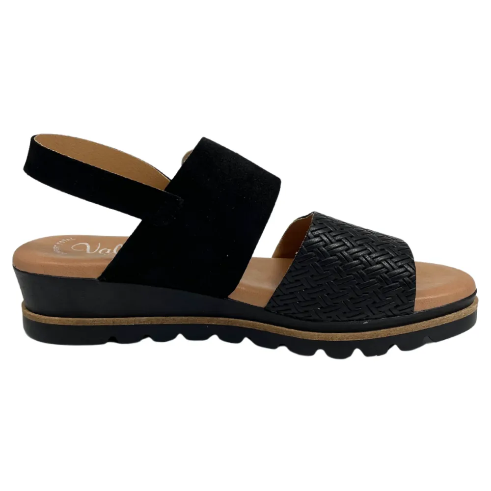 Valeria's Kellyjo Black Supple Leather Sandal (Women's)